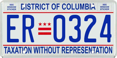 DC license plate ER0324