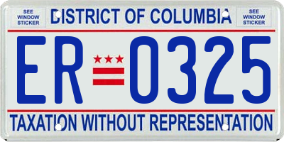 DC license plate ER0325