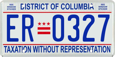 DC license plate ER0327