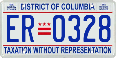 DC license plate ER0328