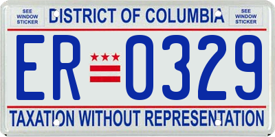 DC license plate ER0329