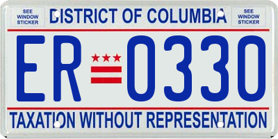 DC license plate ER0330