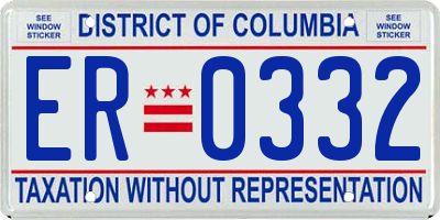 DC license plate ER0332