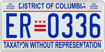 DC license plate ER0336