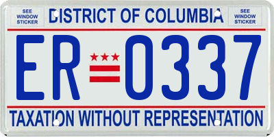 DC license plate ER0337
