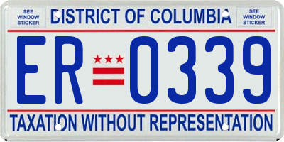 DC license plate ER0339