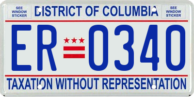 DC license plate ER0340