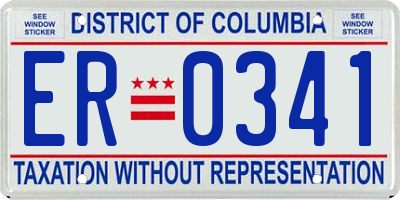 DC license plate ER0341