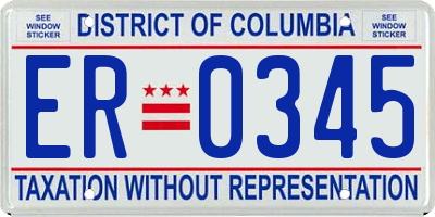 DC license plate ER0345