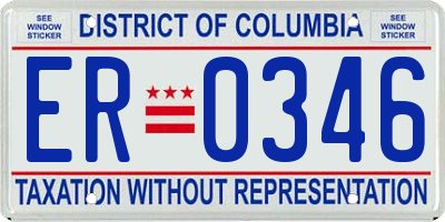 DC license plate ER0346