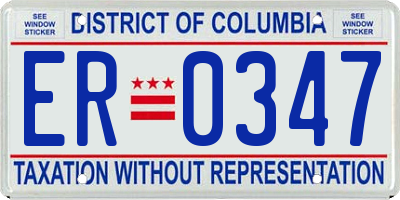 DC license plate ER0347