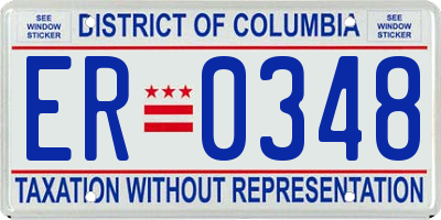 DC license plate ER0348