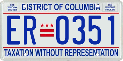DC license plate ER0351