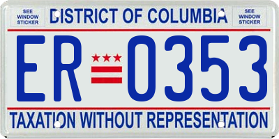 DC license plate ER0353