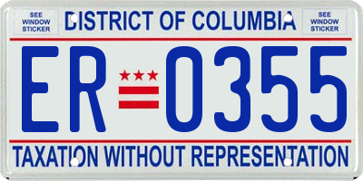 DC license plate ER0355