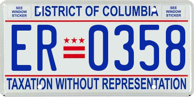 DC license plate ER0358