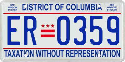 DC license plate ER0359