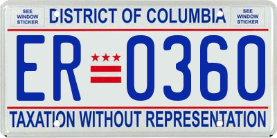 DC license plate ER0360