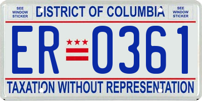DC license plate ER0361