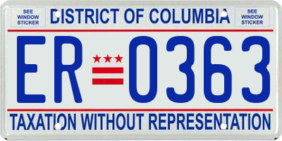 DC license plate ER0363