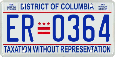 DC license plate ER0364