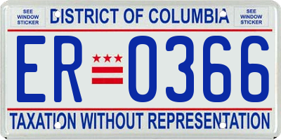 DC license plate ER0366