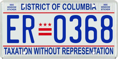 DC license plate ER0368