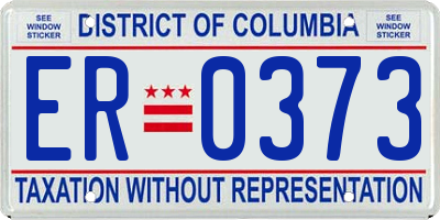 DC license plate ER0373