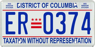 DC license plate ER0374