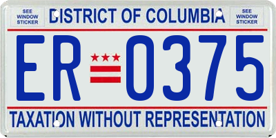 DC license plate ER0375