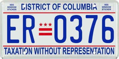 DC license plate ER0376