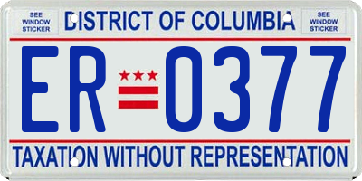 DC license plate ER0377