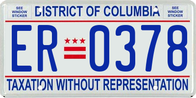 DC license plate ER0378