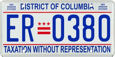 DC license plate ER0380