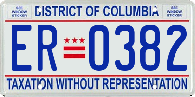 DC license plate ER0382