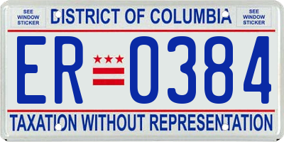 DC license plate ER0384