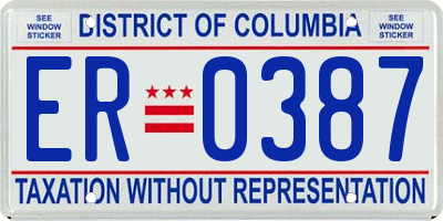 DC license plate ER0387