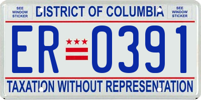 DC license plate ER0391