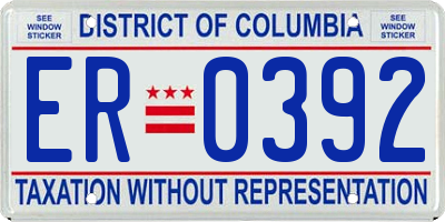 DC license plate ER0392