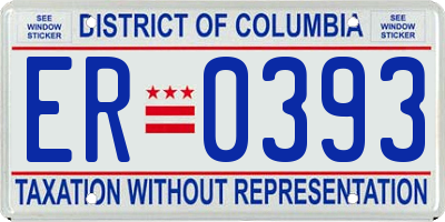 DC license plate ER0393