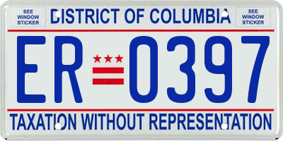 DC license plate ER0397
