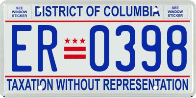 DC license plate ER0398