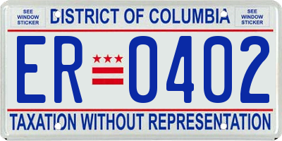 DC license plate ER0402