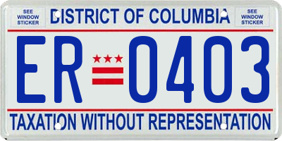 DC license plate ER0403