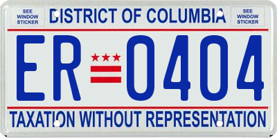 DC license plate ER0404