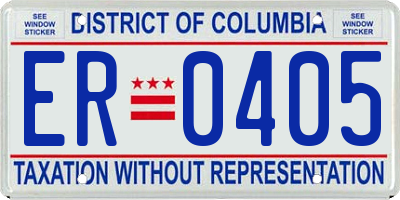 DC license plate ER0405