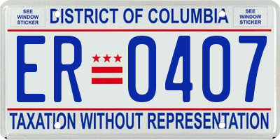 DC license plate ER0407