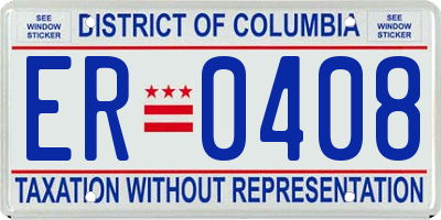 DC license plate ER0408