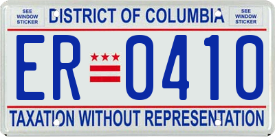 DC license plate ER0410