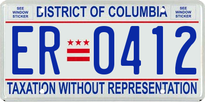 DC license plate ER0412